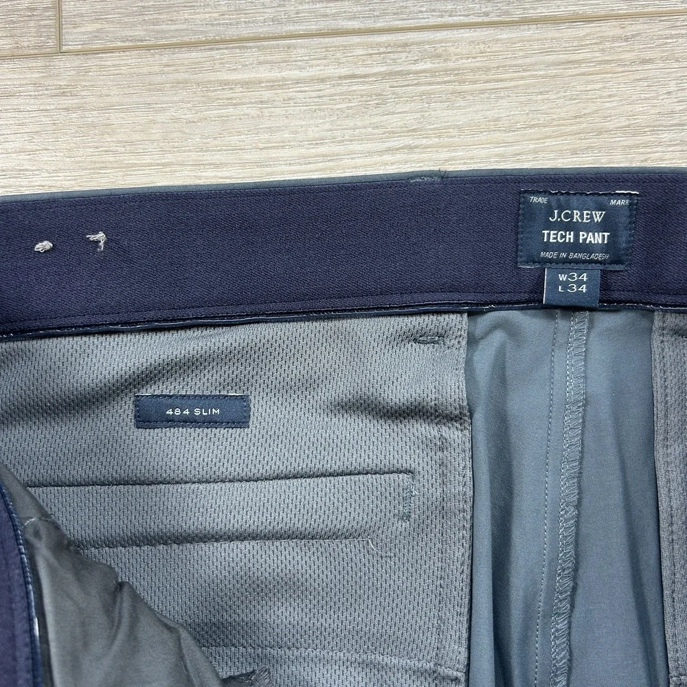 J.Crew Men's 34x34 (34x33.5) Blue 484 Slim-fit Tech Chino Pants